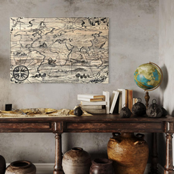 Mapa sveta frézovaná do dreva